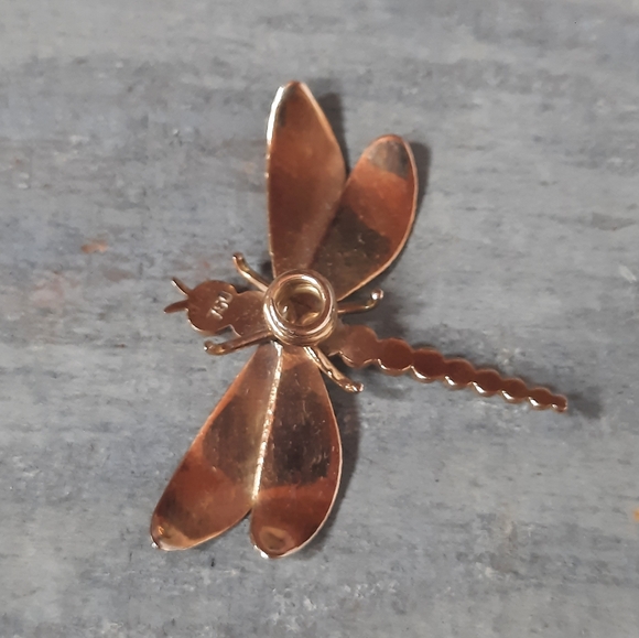 Vintage 18K Yellow Gold Ruby Custom Dragonfly Brooch Pin - Picture 9 of 15